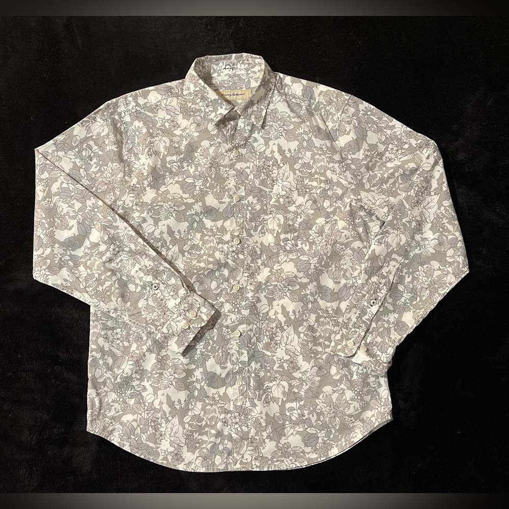 Tommy Bahamas mens button up shirt Floral Print Pattern (SKU483)